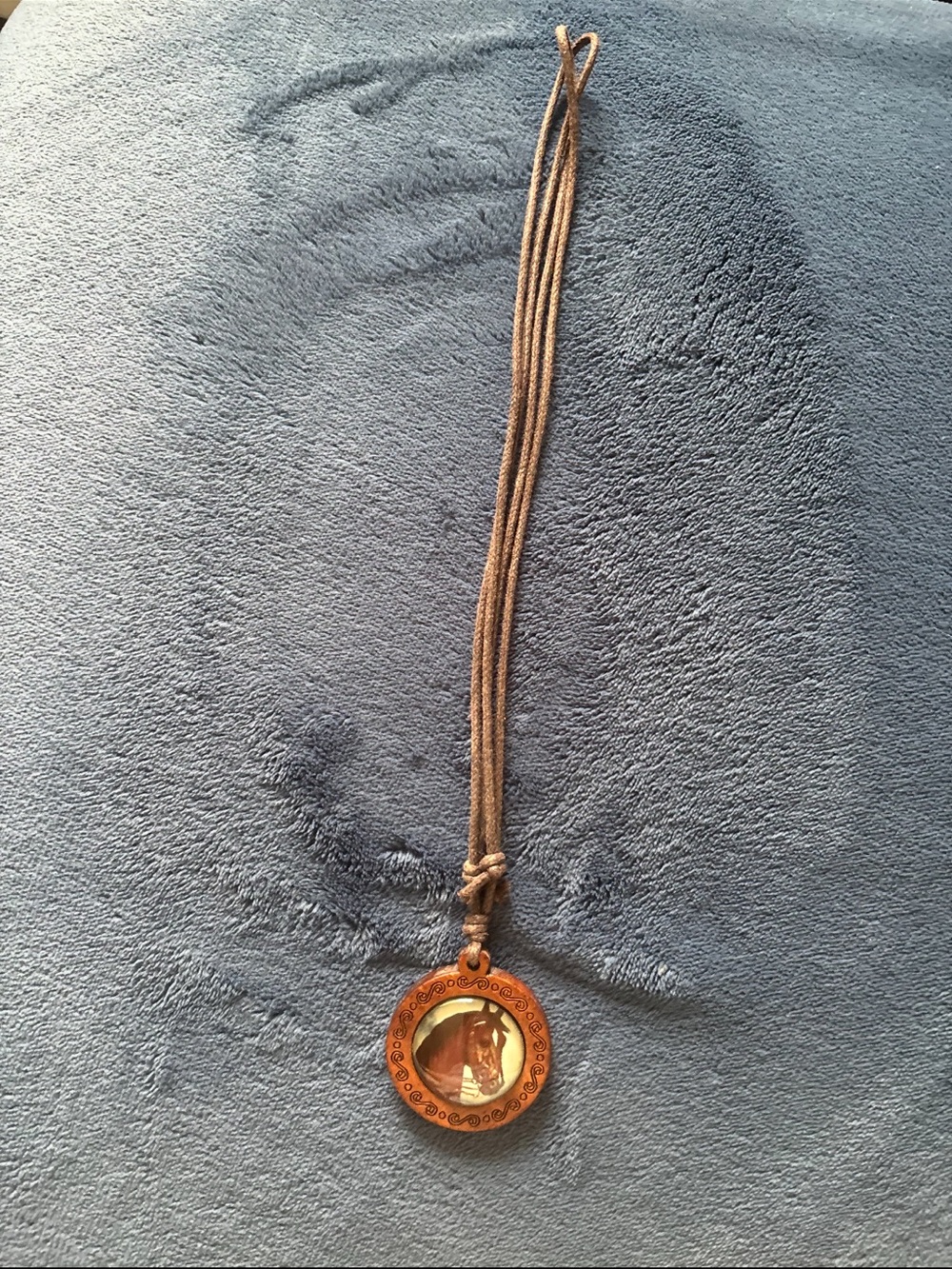 Handcrafted Brown Wood Horse Pendant Necklace - Brown